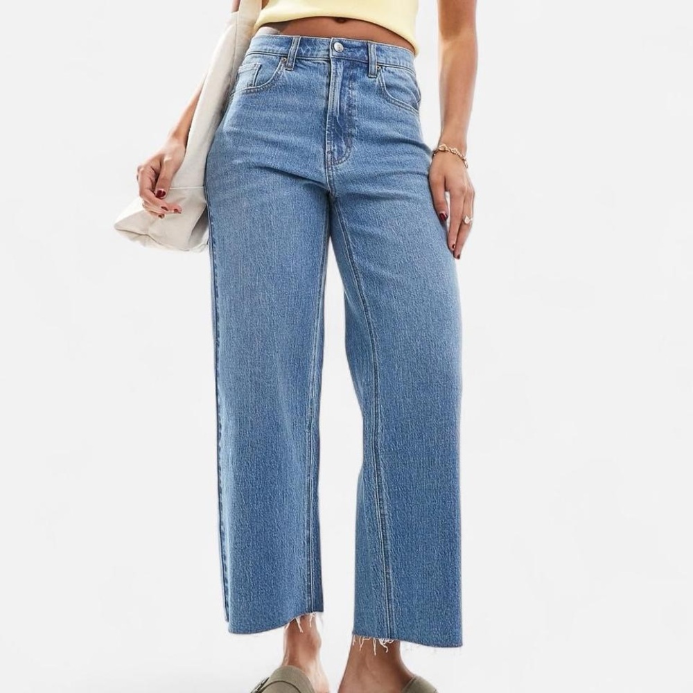 PacSun High Rise Wide Leg Cropped Jeans Size 23 Medium Wash
